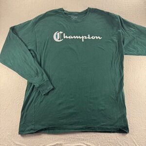 Champion Authentic Athleticwear Long Sleeve Green Graphic T-Shirt‎ Mens 2XL XXL
